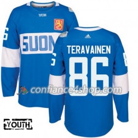 Adidas Maillot de Hockey Finlande Teuvo Teravainen 86 Coupe du monde de hockey sur glace 2016 Bleu Premier - Enfant